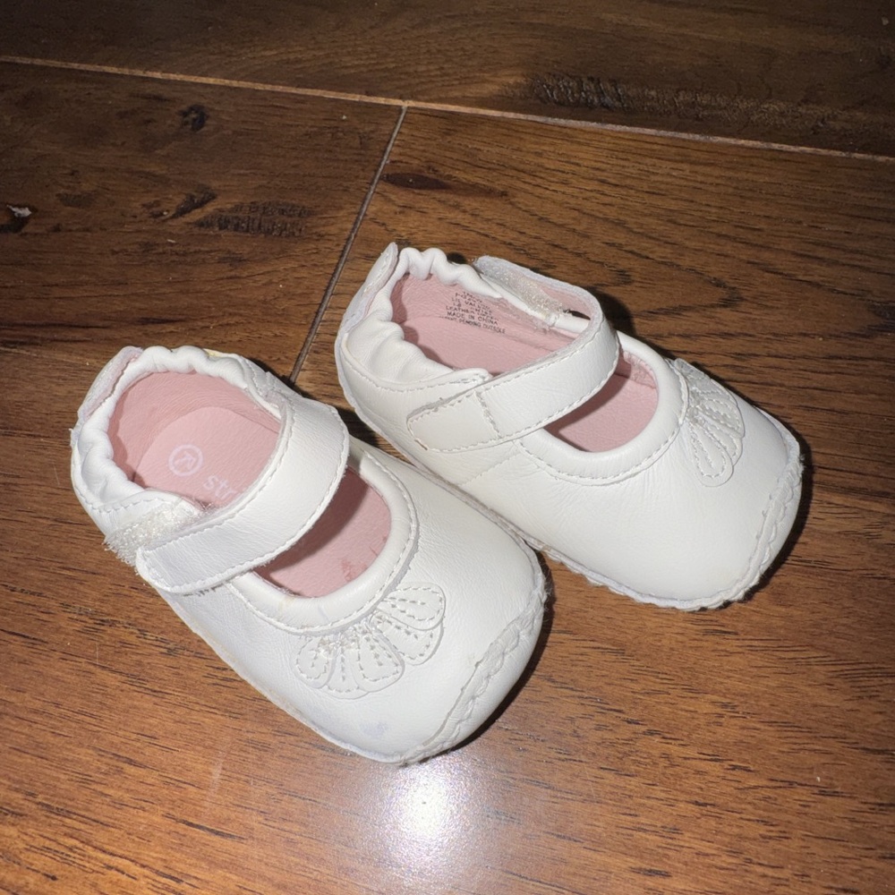 Stride Rite White Baby Shoes with Strap